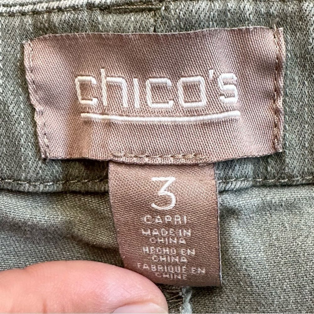 Chico’s Denim Reed Green Capri Jeans, Size 16 - Picture 8 of 12